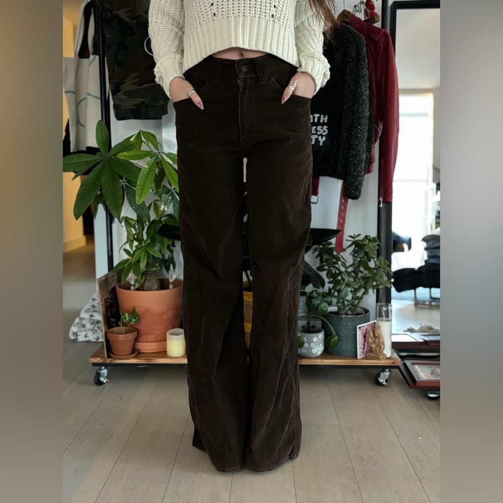 Vintage Dark Brown Wide-Leg Corduroy Pants